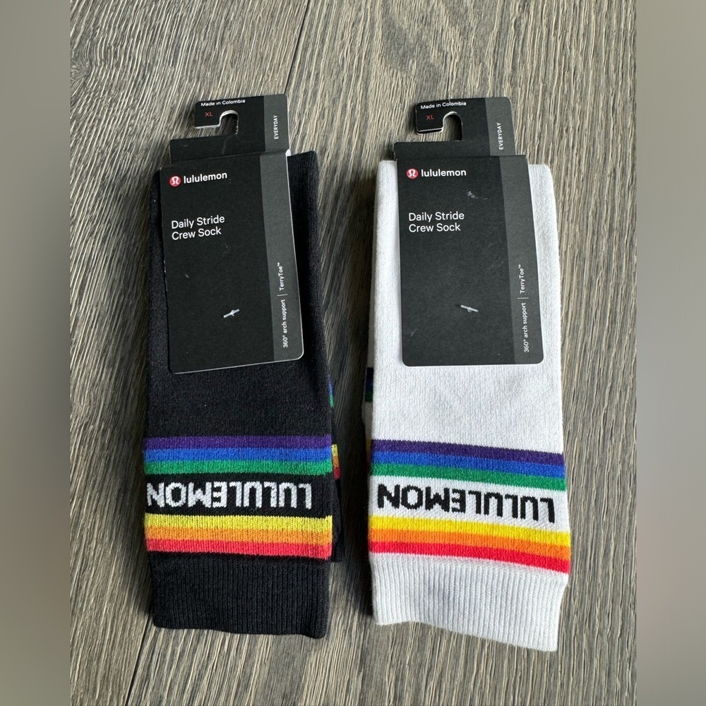 Lot of  2 Lululemon Daily Stride Crew Sock *Rainbow Size XL